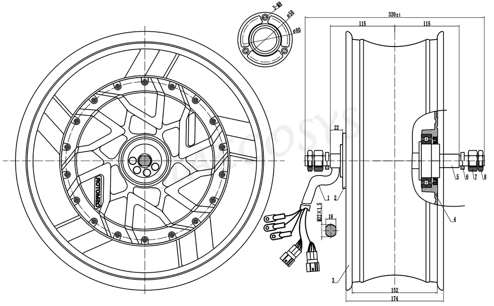 12000W Electric Motorcycle Hub Motor - QSMotor 17X6.0 pouces 70H 12000W V4